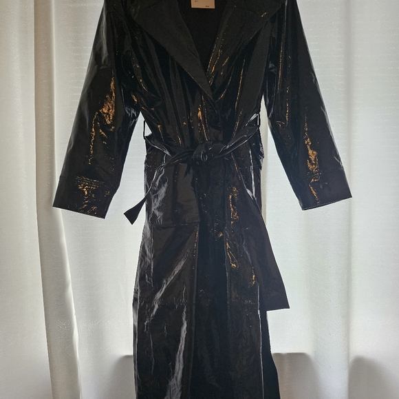 LITA by Ciara Glazed Leather Trench Black XL - Picture 3 of 7